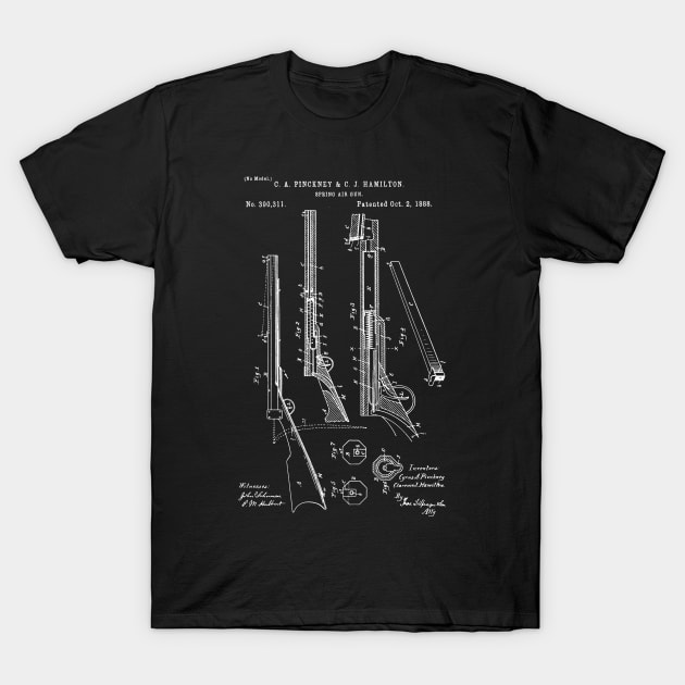 AIR GUN patent, Air gun blueprint T-Shirt by Anodyle